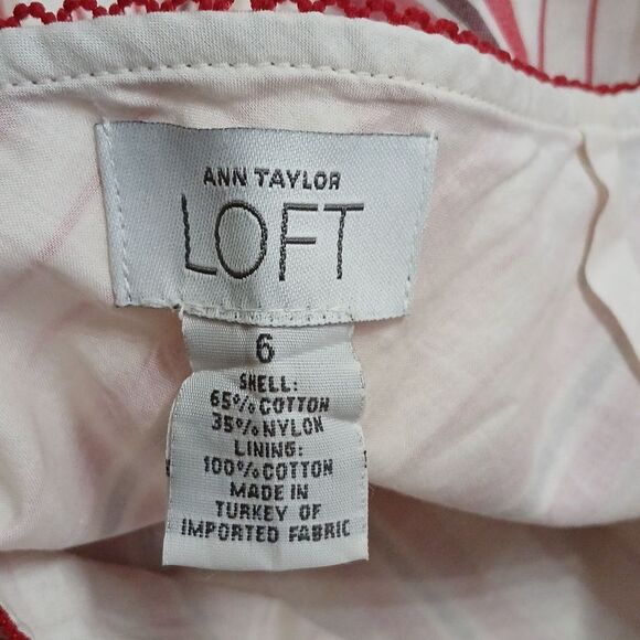 Ann Taylor loft cream brown red lined skirt Sz 6 NWOT - Picture 4 of 4